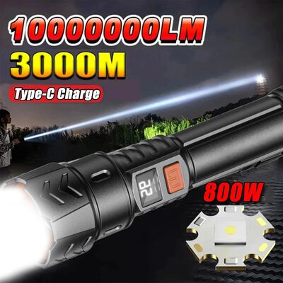 High Power 2000LM LED Flashlight Built-in Battery USB Rechar