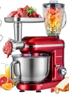 3-in-1 Stand Mixer 6 Quart Electric Tilt-Head Kitchen Mixer