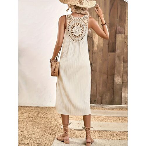 Summer Elegant Ladies Solid Color Dress Vacation Gown for Wo