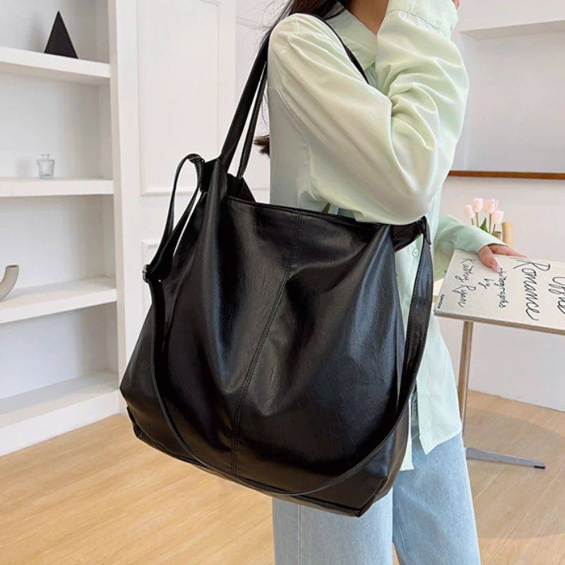 Fashion Big Leather Tote Bag For Women Large Capacity Retro,箱包皮具/热销女包/男包,通用款女包,淘宝优惠券,粉丝福利购,淘宝优惠卷