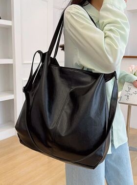 Fashion Big Leather Tote Bag For Women Large Capacity Retro