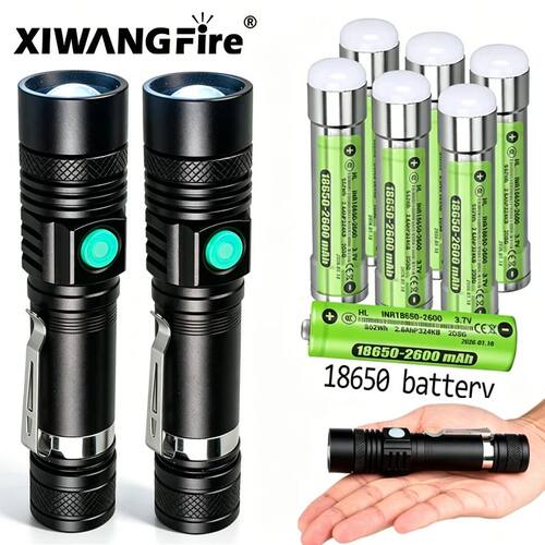 2000LM Bright T6 LED Flashlight,Portable Tactical Zoomable D