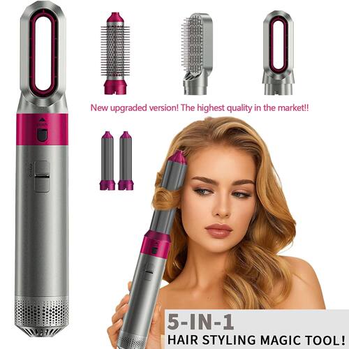 5-In-1 Multi-Function Hot Air Comb Hair Clip Curling Iron Ha