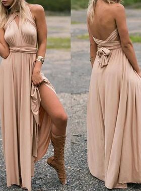 Fashion Multi-worn V-neck Vestidos De Fiesta Women Long Dres