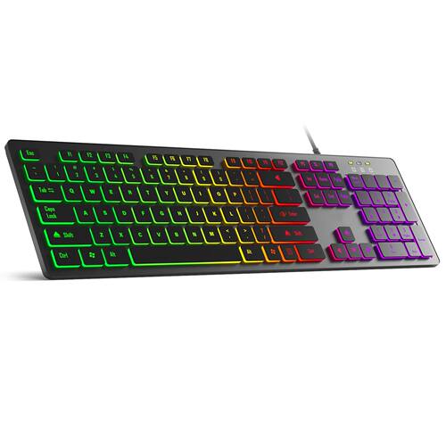 Computer Gaming Keyboard Light Backlit RGB Mute Wired Keyboa