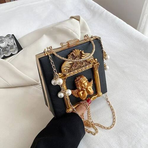 New Women Bag Vintage Relief Angel Flower Chain Handbag Nich
