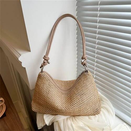 Rattan Straw Bag Cute Woven Handmade Braid Handbag Large Cap