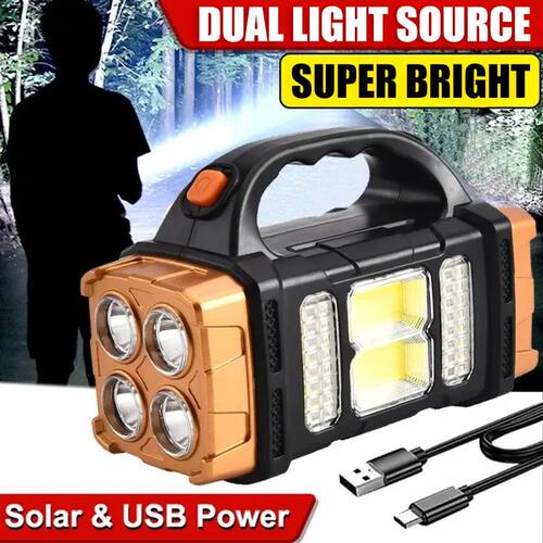 Portable Powerful USB Rechargeable Flashlight Solar LED Ligh