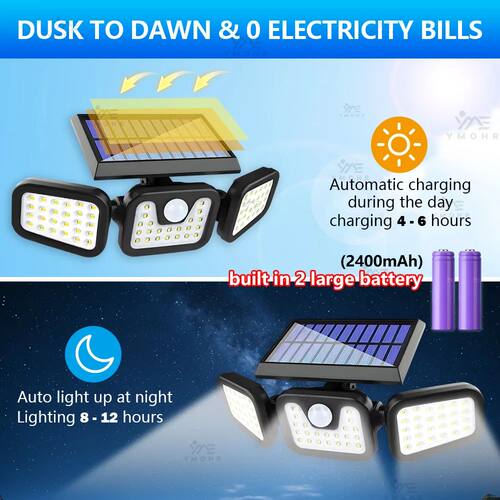 3 Head Solar Lights Outdoor Waterproof Motion Sensor Light 3