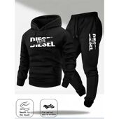 Fashion Sweatshirt Print Men Tracksuit Hooded Sweatpants Set