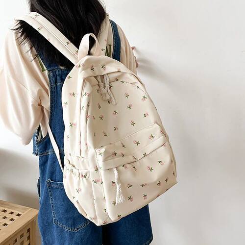 Student School Backpack Floral White School Bags For Teenage