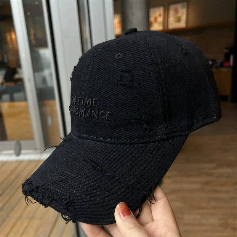 New high-end fashionable distressed baseball cap with embroi - 实物图