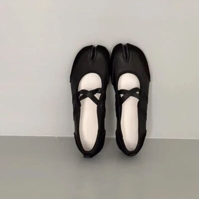 Black Silver Red Ballet Flats Trainers Women Split Toe Balle