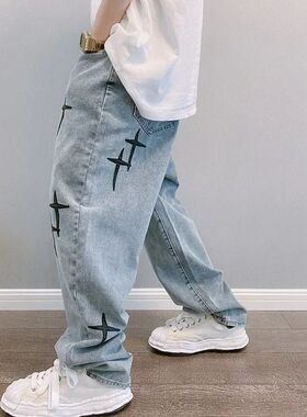 Wide Leg Cargo Pants 2024 Sreetwear Baggy men Jeans Spring A