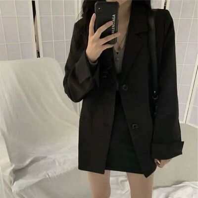 Women Spring Autumn Casual Office Lady Blazers Solid Notched