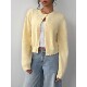 Solid Color Neck Women Round Casual Sleeve Long Loose Crop