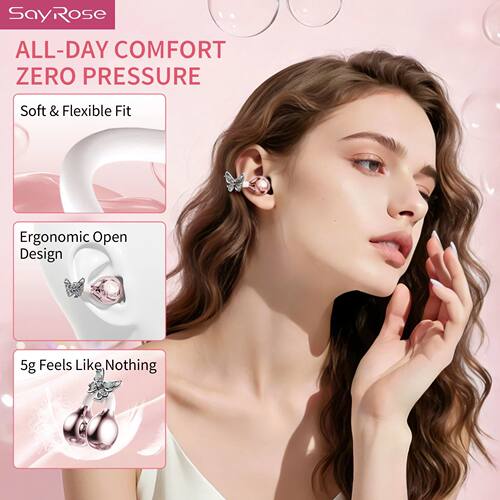 SayRose RJ-65 Fashion Open Ear Bluetooth Earbuds V5.4 ENC Ca