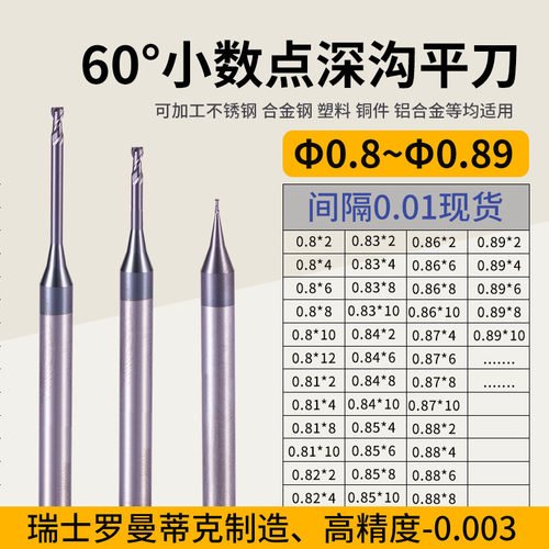合金深沟铣刀0.8 0.81 0.82 0.83 0.84 0.85 0.86 0.87 0.88 0.89