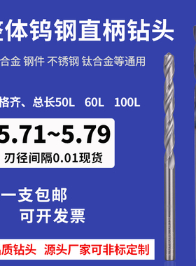 加长整体钨钢直柄钻头5.71 5.72 5.73 5.74 5.76 5.77 5.78 5.79