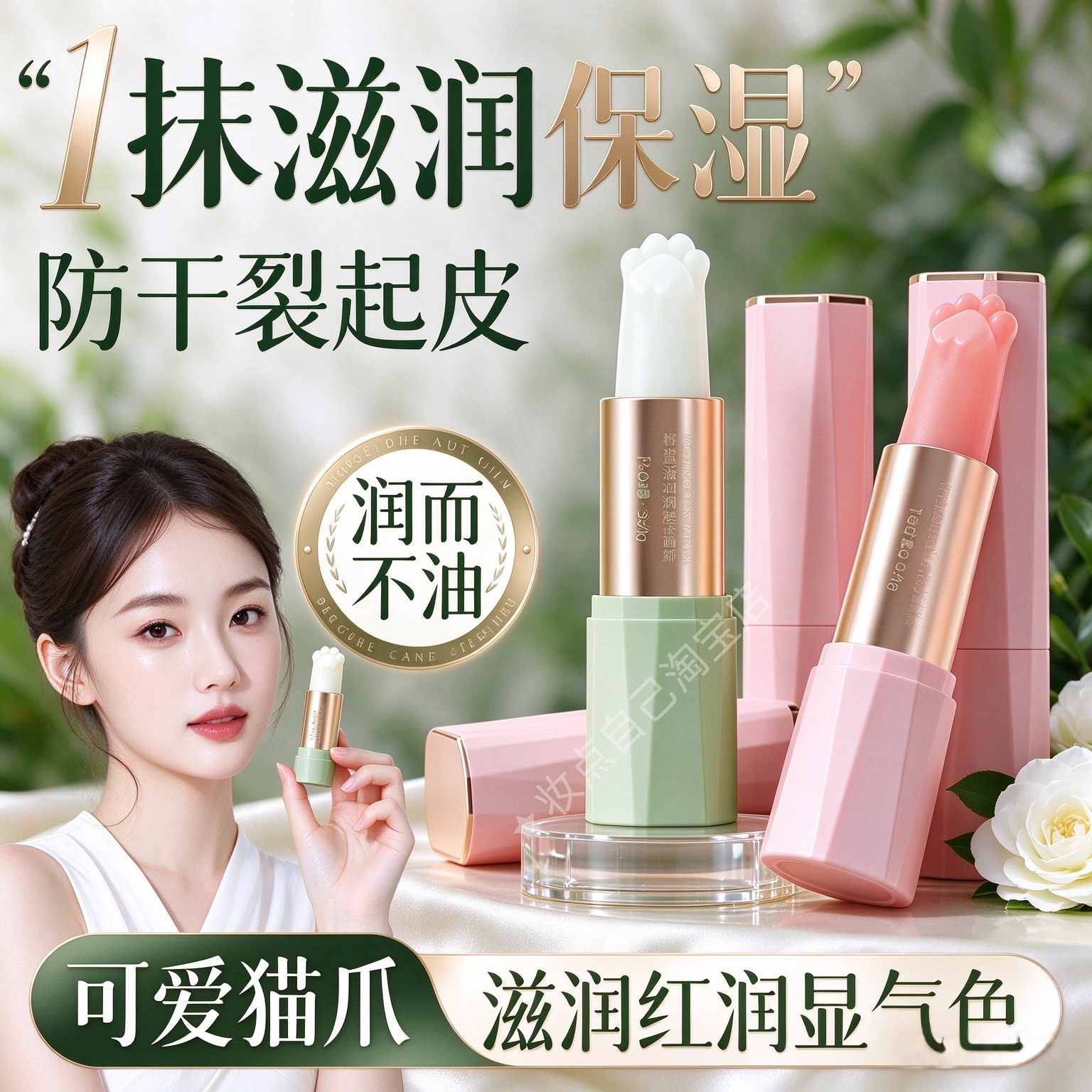 猫爪变色唇膏保湿滋润防干燥温变唇膏口红润唇膏护唇膏淡化唇纹