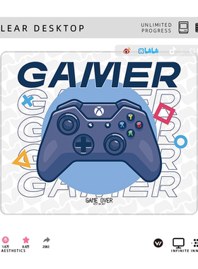 CLEAR质物 XBOX游戏机蓝色电竞周边鼠标垫鼠标垫二次元学生宿舍