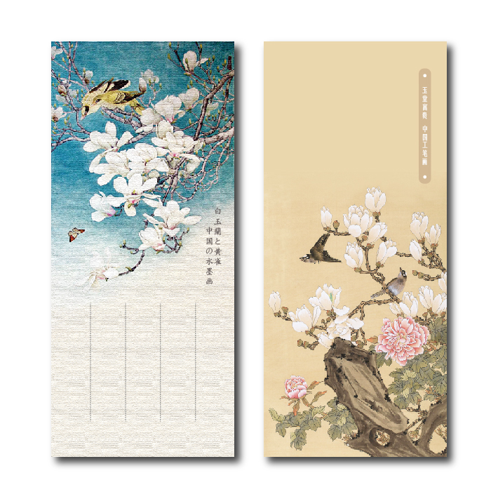 50张 2款 中国风便笺双面一笔笺/信纸 花开富贵系列/白玉兰工笔画