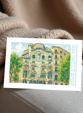 COLOR MASH原创插画西班牙巴特罗之家欧洲旅行纪念单面明信片贺卡