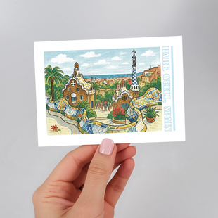 COLOR MASH原创插画西班牙古埃尔公园欧洲旅行纪念单面明信片贺卡