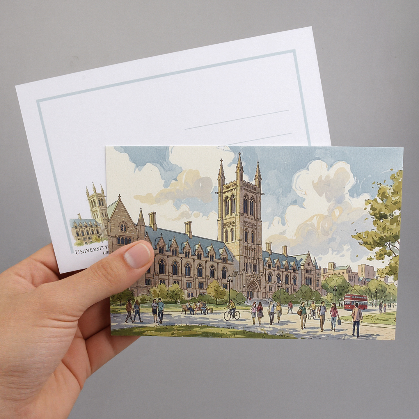 COLORMASH原创插画 漫画加拿大多伦多大学 美洲旅行纪念明信片