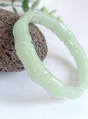 浅绿色竹节手串手链手镯原创