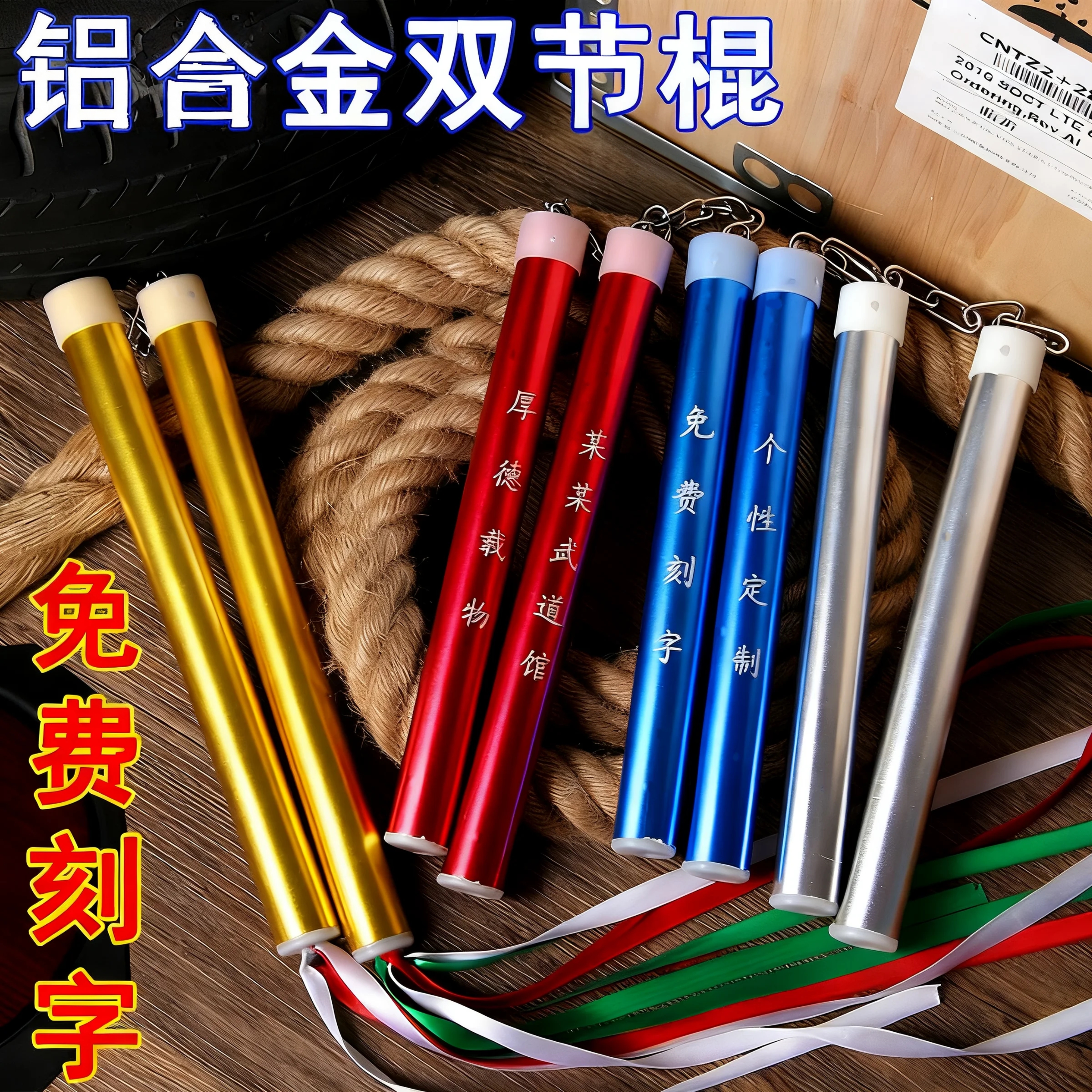 铝合金双节棍表演二节棍儿童训练双截棍带风哨双截棍初学者入门棍