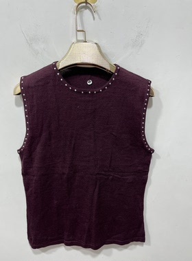 亏本清货夏季女装时尚百搭休闲潮牌针织马甲背心铆钉