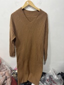 亏本清货秋冬女装 针织连衣裙毛衣裙羊毛衫 时尚 百搭休闲V领中长款