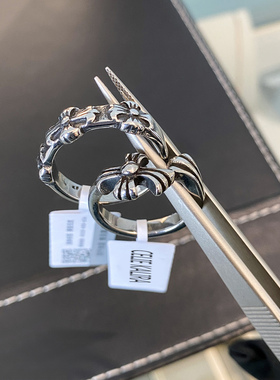 复古十字花卷叶文男女戒指