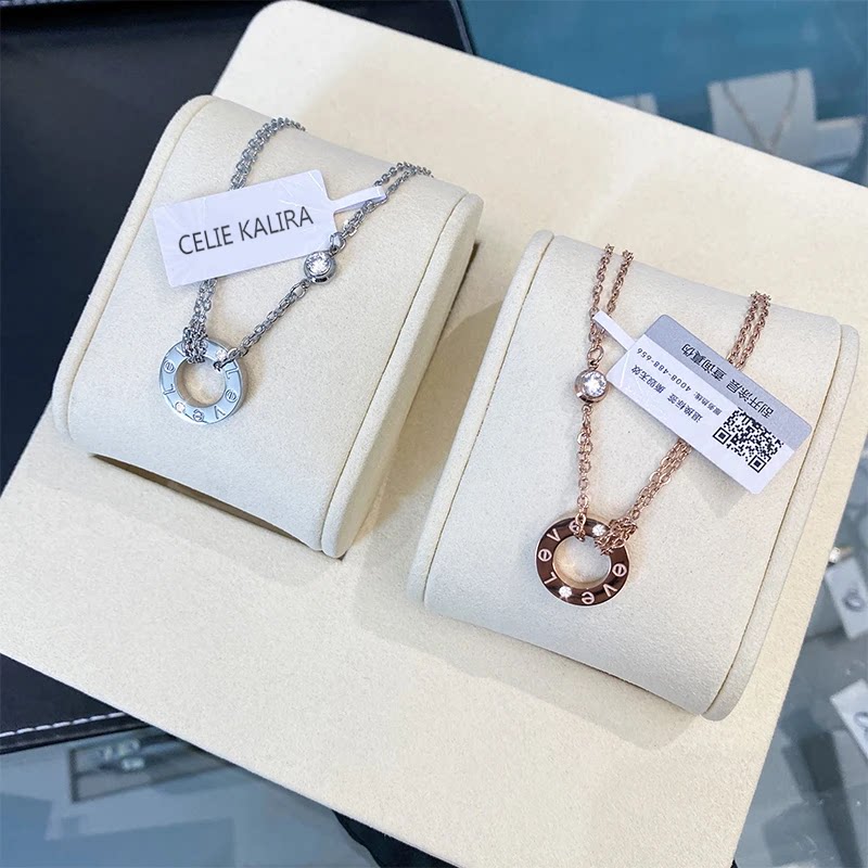 官方正品CELIE KALRA经典LOVE刻字镶钻圆饼项链手链圆环脚链套装