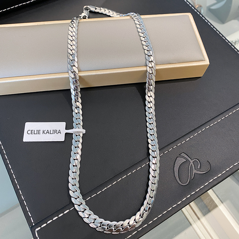 官方正品CELIE KALRA小众个性压花古巴扁链男女项链经典情侣礼物