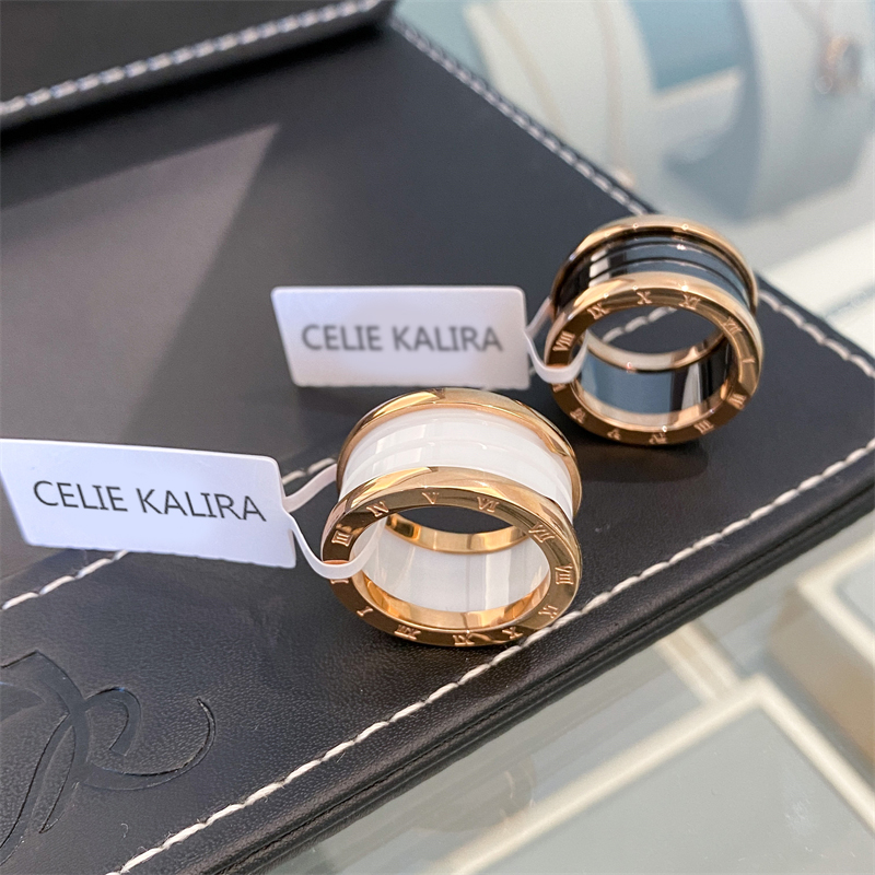 官方正品CELIE KALRA个性黑陶瓷男女生指环轻奢情侣戒指男友礼物