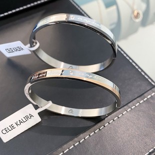 官方正品 KALRA手镯一对可刻字男女玫瑰金手环彩金手链礼物 CELIE