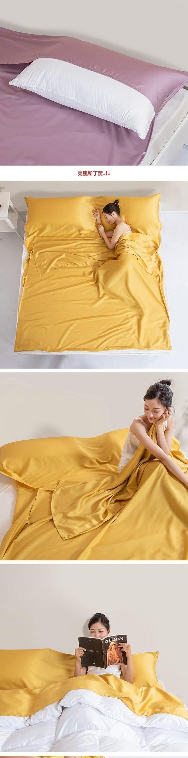 80 Tencels, túi ngủ bẩn, băng lụa, đi công tác, khách sạn, người lớn, giường đôi di động - Túi ngủ túi ngủ con cá mập