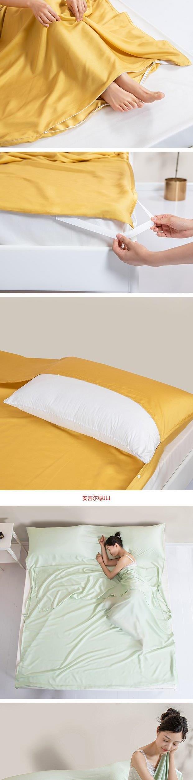 80 Tencels, túi ngủ bẩn, băng lụa, đi công tác, khách sạn, người lớn, giường đôi di động - Túi ngủ túi ngủ con cá mập