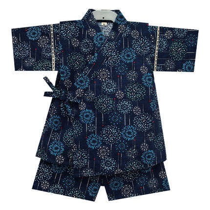 纯棉日本甚平浴衣儿童和服套装宝宝睡衣烟花男孩汗蒸服亲子家居服