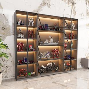 客厅书柜储物柜一体靠墙手办展示柜玻璃展示柜收纳柜