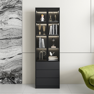 家用书柜带玻璃门储物柜展示柜组合储物柜立柜展示柜收纳柜置物柜