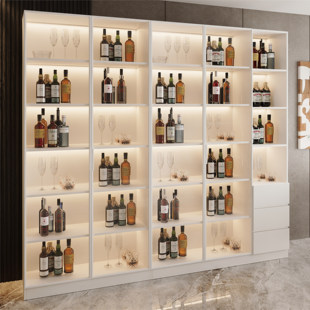 客厅靠墙酒柜展示柜家用置物储藏柜现代简约玻璃门小型实木酒柜