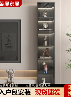 客厅电视柜侧边立柜储物柜带门木柜置物柜展示柜窄高柜单柜木柜