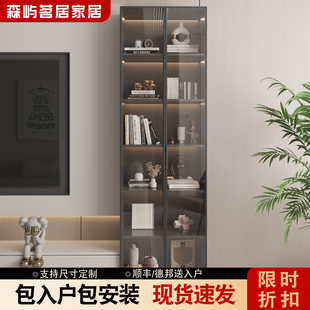 家用客厅电视机旁边展示柜玻璃置物柜立柜靠墙储物柜包包收纳柜