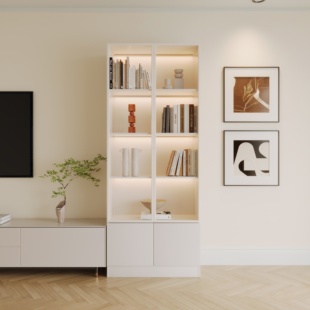 定制带玻璃门书柜一体防尘现代简约书柜客厅储物书柜靠墙展示柜