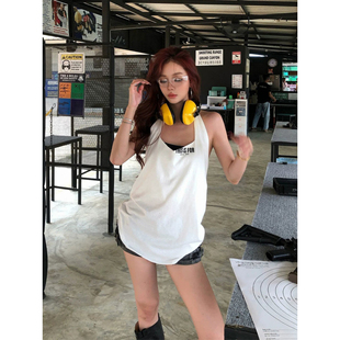 260克莫尔代随心裁 挂脖吊带背心女设计感小众修身辣妹露肩上衣