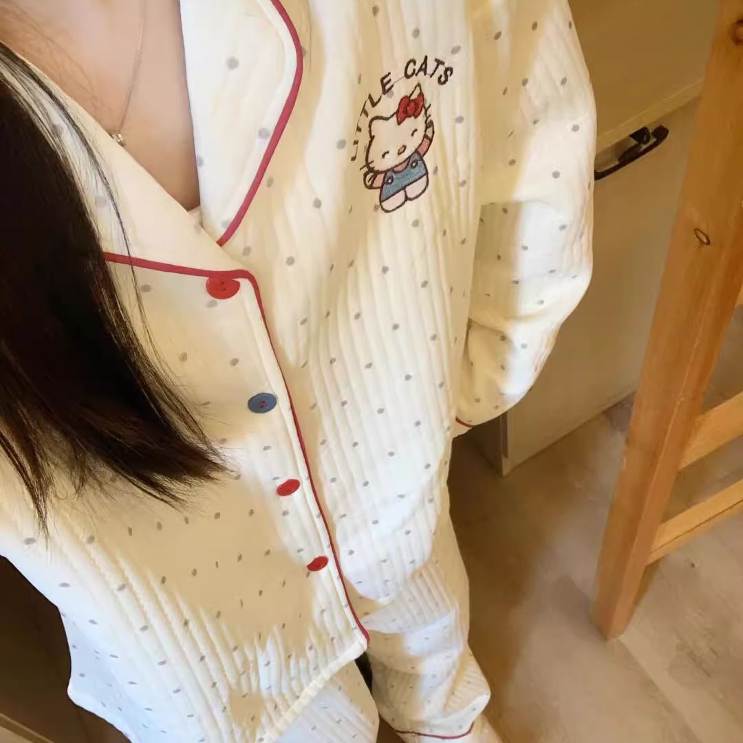山吉哈喽kitty夹棉空气棉睡衣女