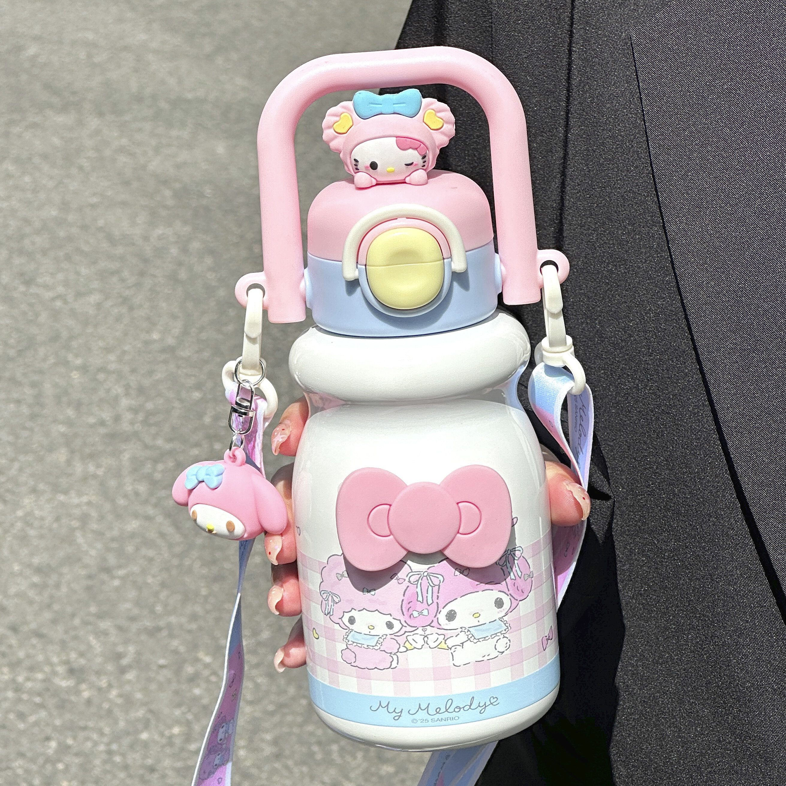 日本316保温杯女生可爱杯子可斜挎便携儿童吸管保冷水杯大容量潮